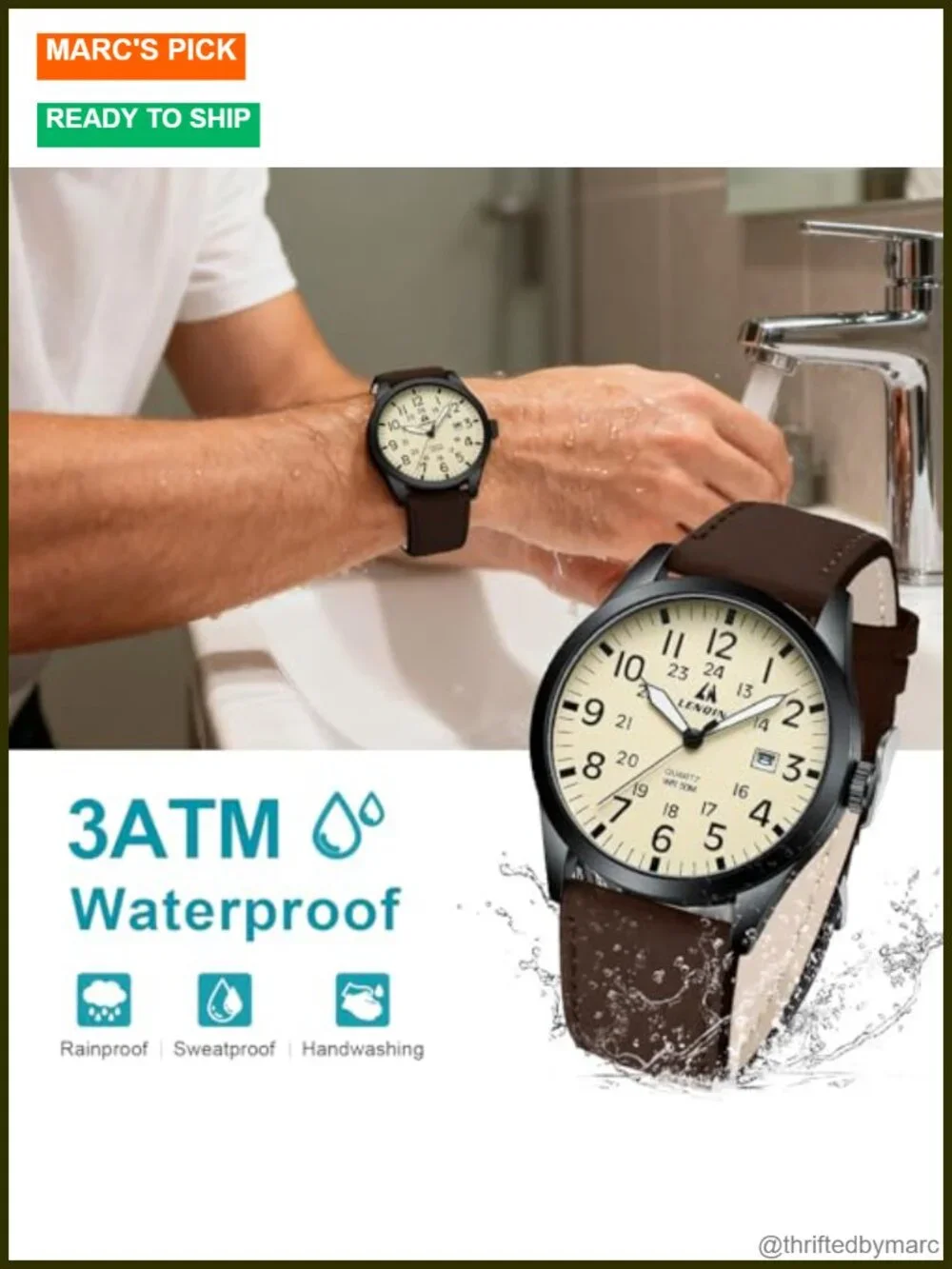 Men's Stainless Steel Quartz Watch with Date and Expansion Band